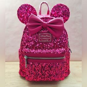 Loungefly Disney Minney Sequin Mini Backpack -Magenta
